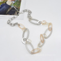 2021 trendy fashion wholesale grey transparent resin acrylic jewelry necklace